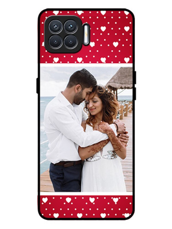 Custom Oppo F17 Photo Printing on Glass Case  - Hearts Mobile Case Design