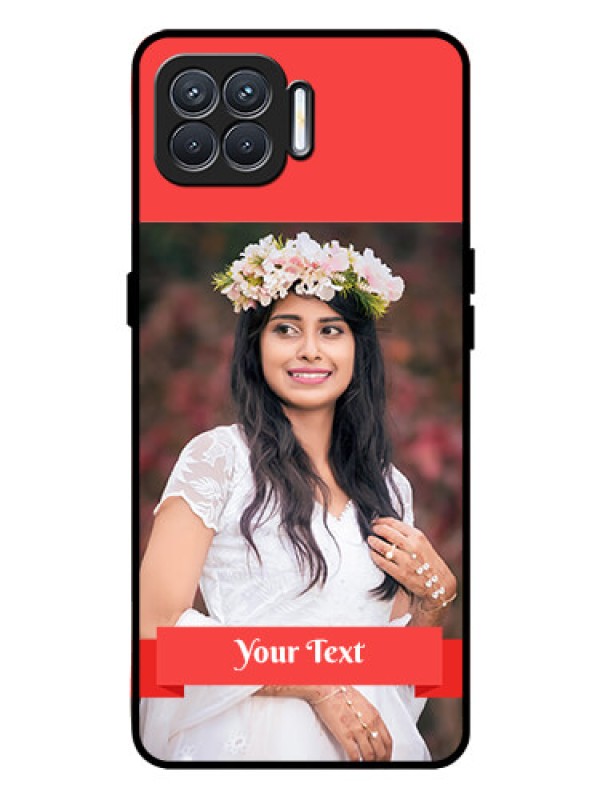 Custom Oppo F17 Custom Glass Phone Case  - Simple Red Color Design