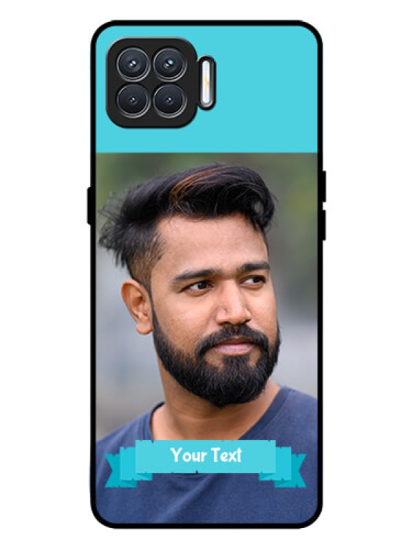 Custom Oppo F17 Personalized Glass Phone Case  - Simple Blue Color Design