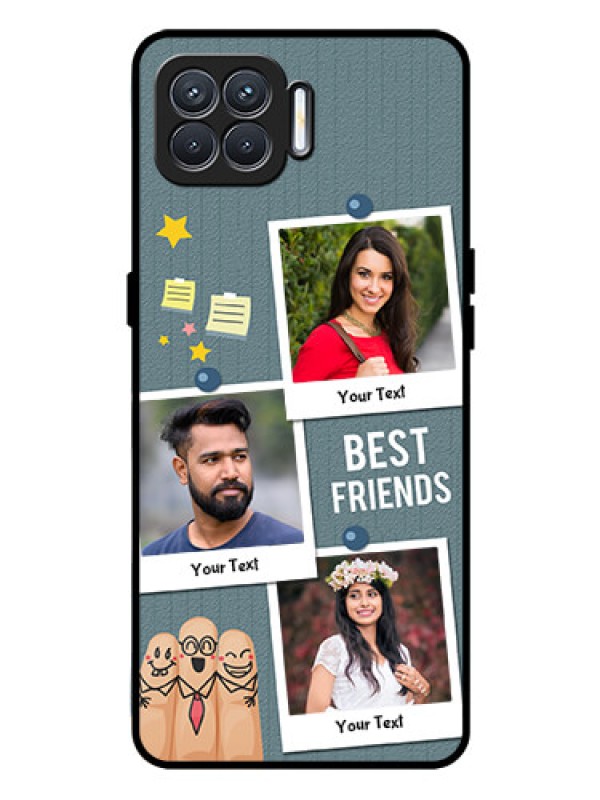 Custom Oppo F17 Personalized Glass Phone Case  - Sticky Frames and Friendship Design