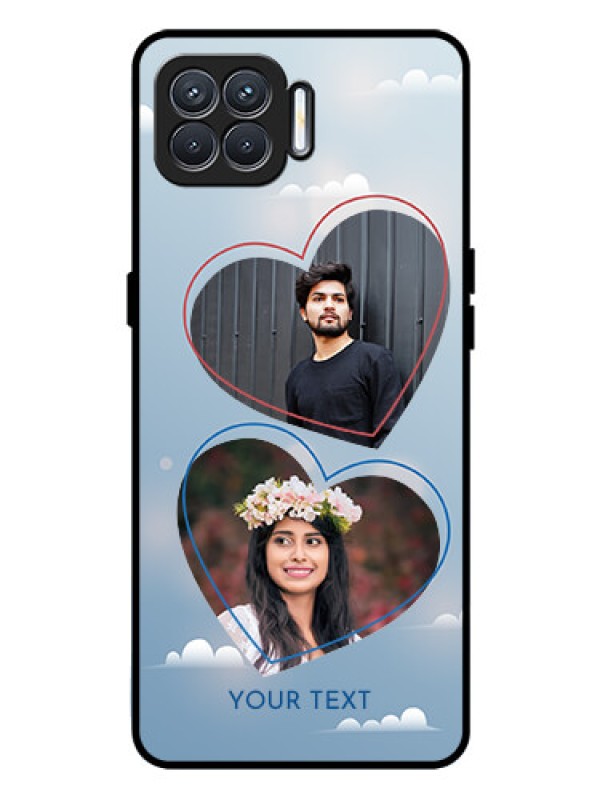 Custom Oppo F17 Custom Glass Mobile Case  - Blue Color Couple Design 
