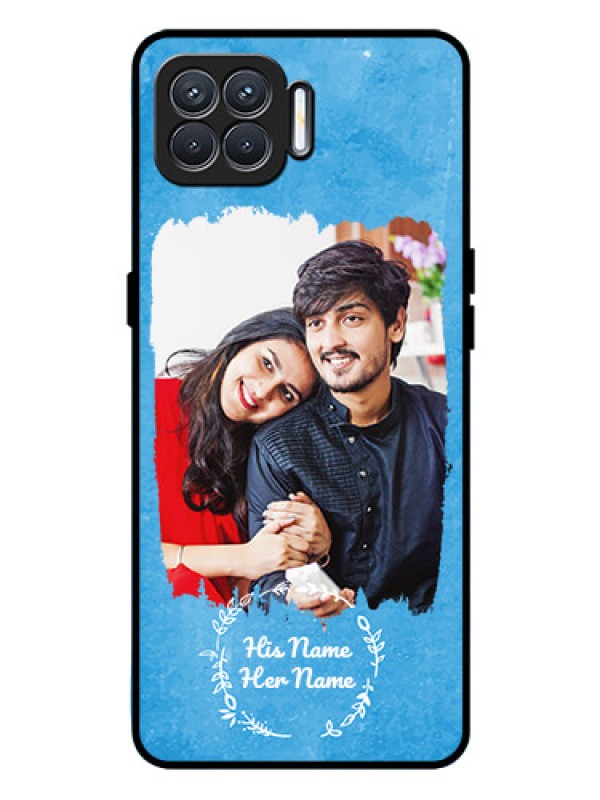 Custom Oppo F17 Custom Glass Phone Case - Blue Color Vintage Design