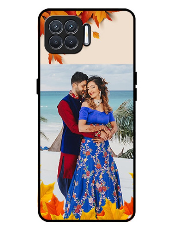 Custom Oppo F17 Photo Printing on Glass Case  - Autumn Maple Leaves Design