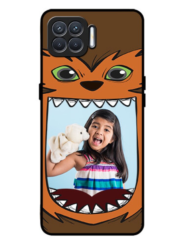 Custom Oppo F17 Photo Printing on Glass Case  - Owl Monster Back Case Design