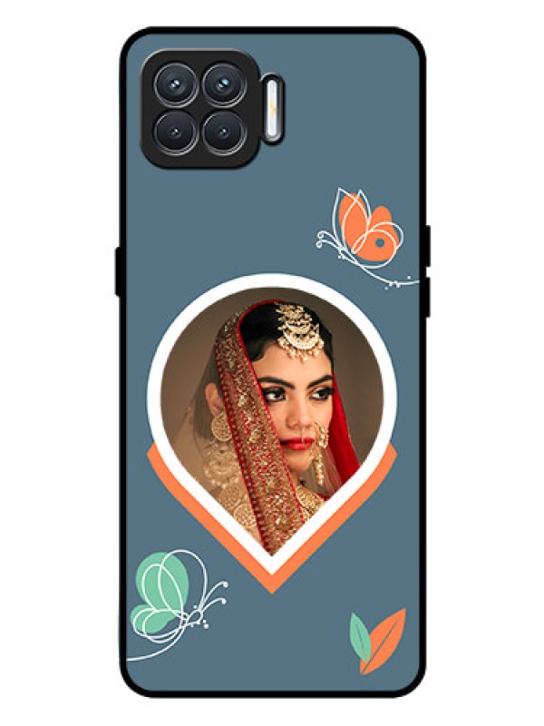 Custom Oppo F17 Custom Glass Mobile Case - Droplet Butterflies Design