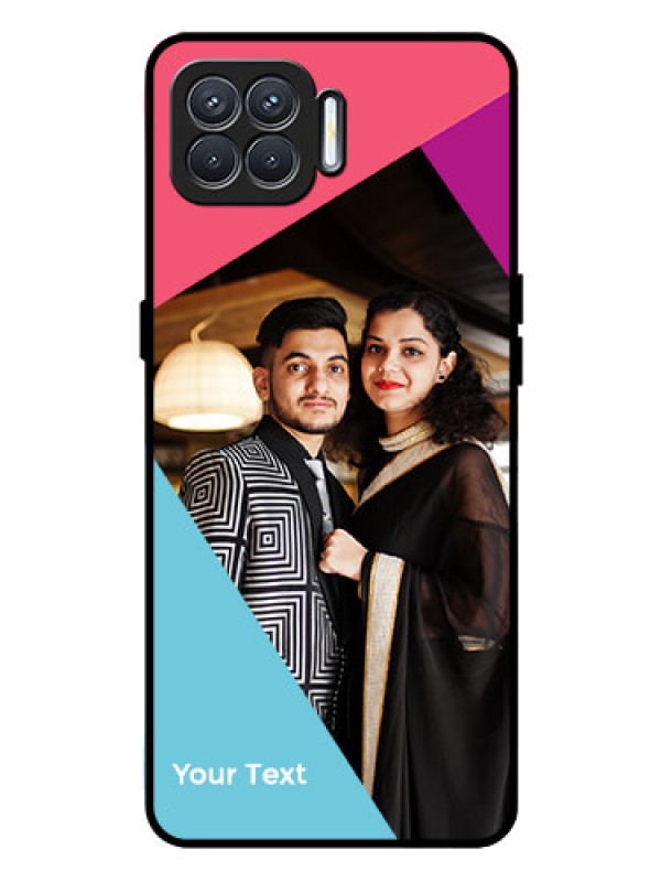 Custom Oppo F17 Custom Glass Mobile Case - Stacked Triple colour Design