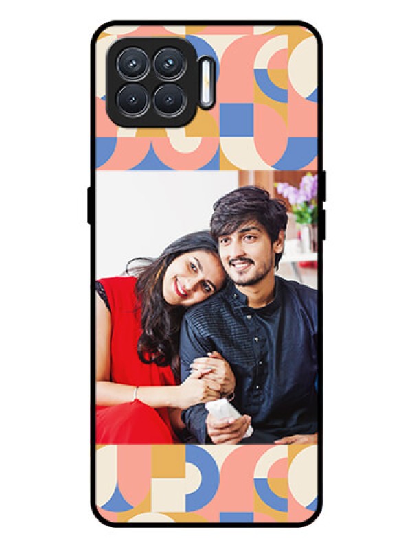 Custom Oppo F17 Photo Printing on Glass Case - Semi-circle Maze Pattern Design