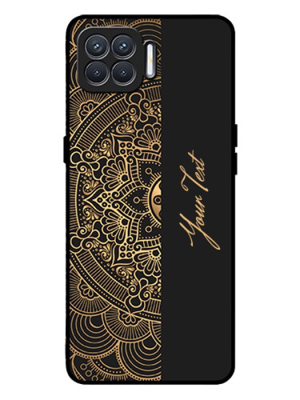 Custom Oppo F17 Photo Printing on Glass Case - Mandala art with custom text Design