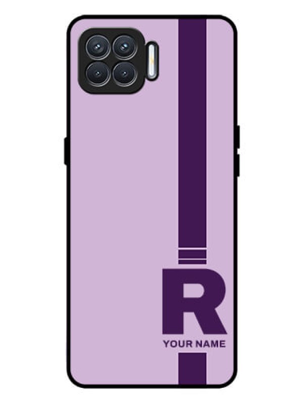 Custom Oppo F17 Photo Printing on Glass Case - Simple dual tone stripe with name Design
