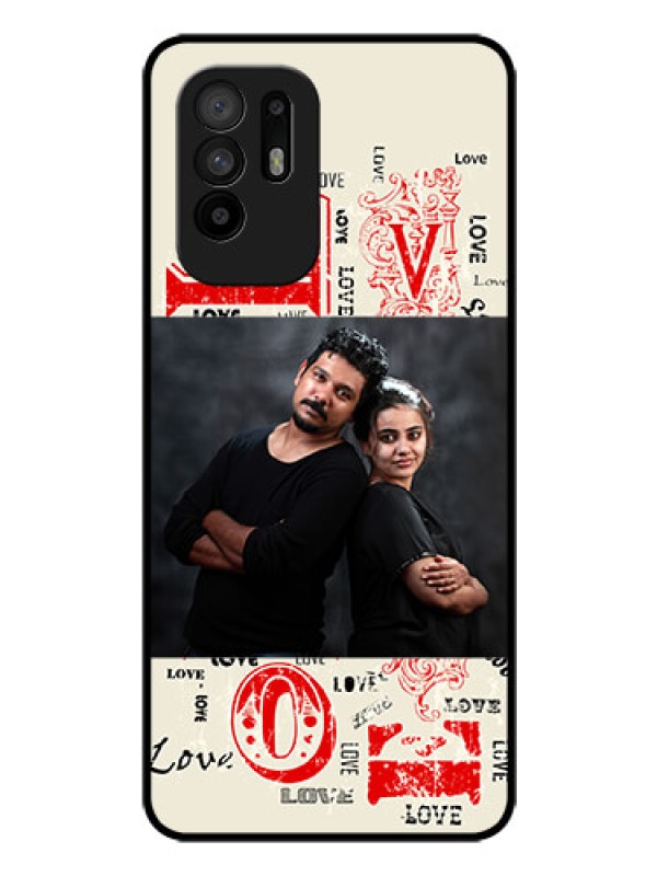 Custom Oppo F19 Pro Plus 5G Photo Printing on Glass Case - Trendy Love Design Case