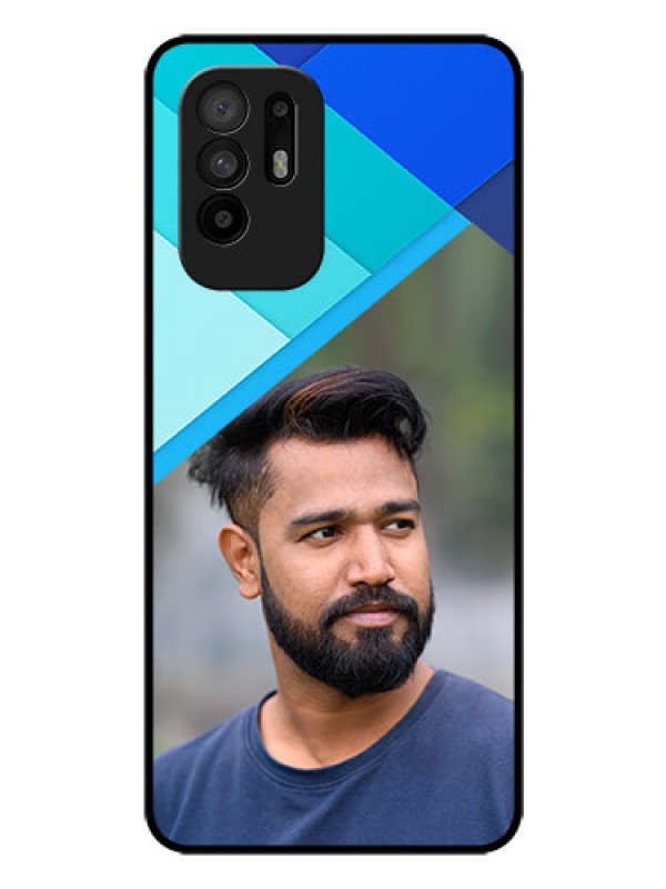 Custom Oppo F19 Pro Plus 5G Custom Glass Phone Case - Blue Pattern Design
