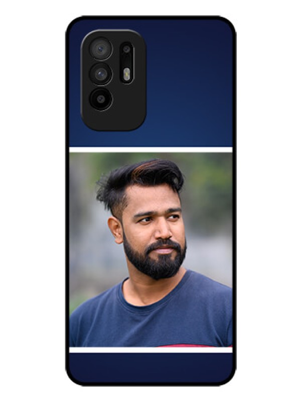 Custom Oppo F19 Pro Plus 5G Personalized Glass Phone Case - Simple Royal Blue Design