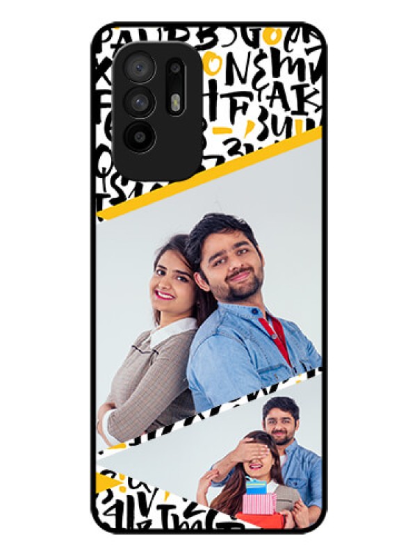 Custom Oppo F19 Pro Plus 5G Custom Glass Mobile Case - Letters Pattern Design