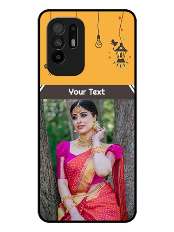 Custom Oppo F19 Pro Plus 5G Custom Glass Mobile Case - with Family Picture and Icons 