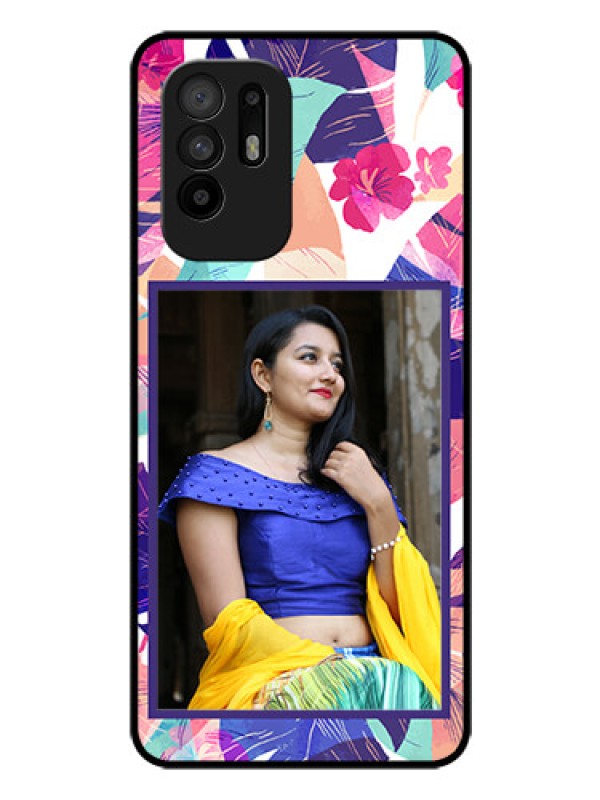 Custom Oppo F19 Pro Plus 5G Custom Glass Mobile Case - Abstract Floral Design
