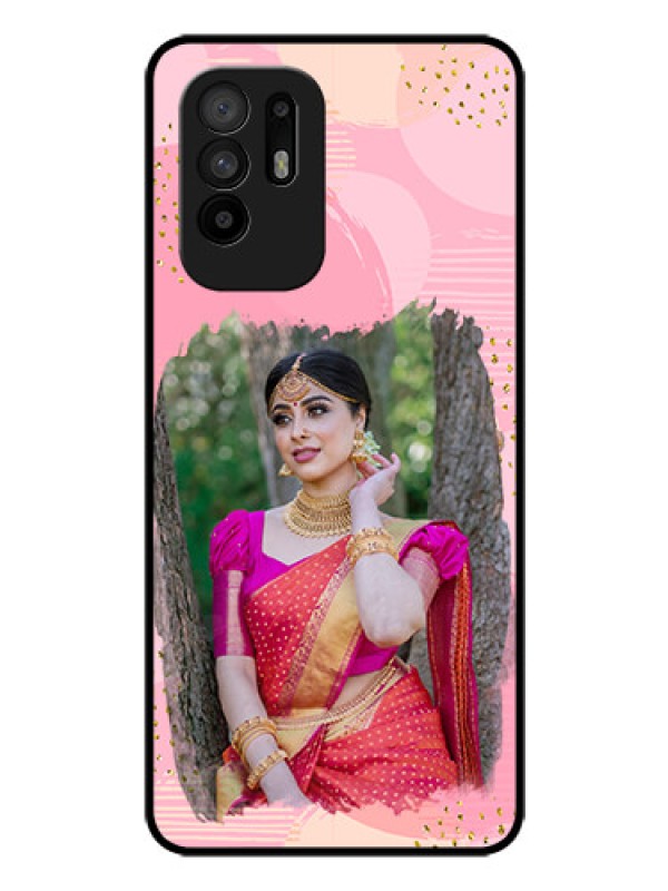 Custom Oppo F19 Pro Plus 5G Personalized Glass Phone Case - Gold Glitter Splash Design