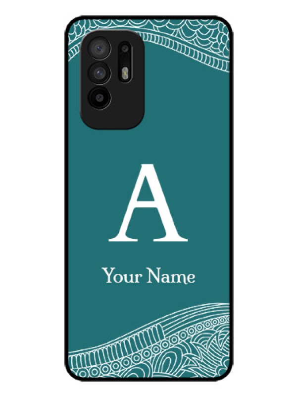 Custom Oppo F19 Pro Plus 5G Personalized Glass Phone Case - line art pattern with custom name Design