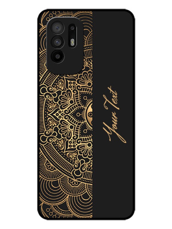 Custom Oppo F19 Pro Plus 5G Photo Printing on Glass Case - Mandala art with custom text Design