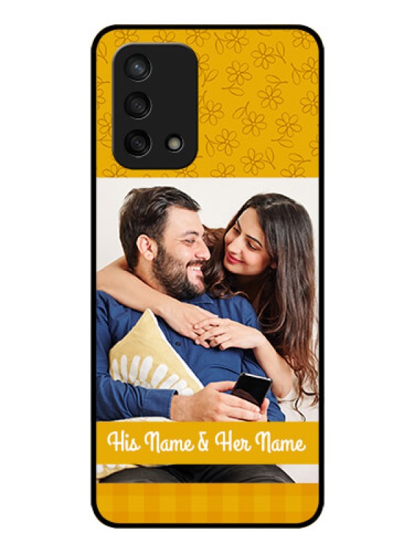 Custom Oppo F19 Custom Glass Mobile Case - Yellow Floral Design