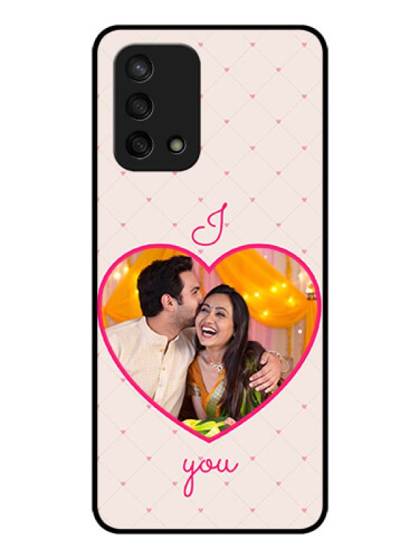 Custom Oppo F19 Custom Glass Mobile Case - Heart Shape Design