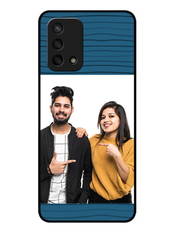 Custom Oppo F19 Custom Glass Phone Case - Blue Pattern Cover Design