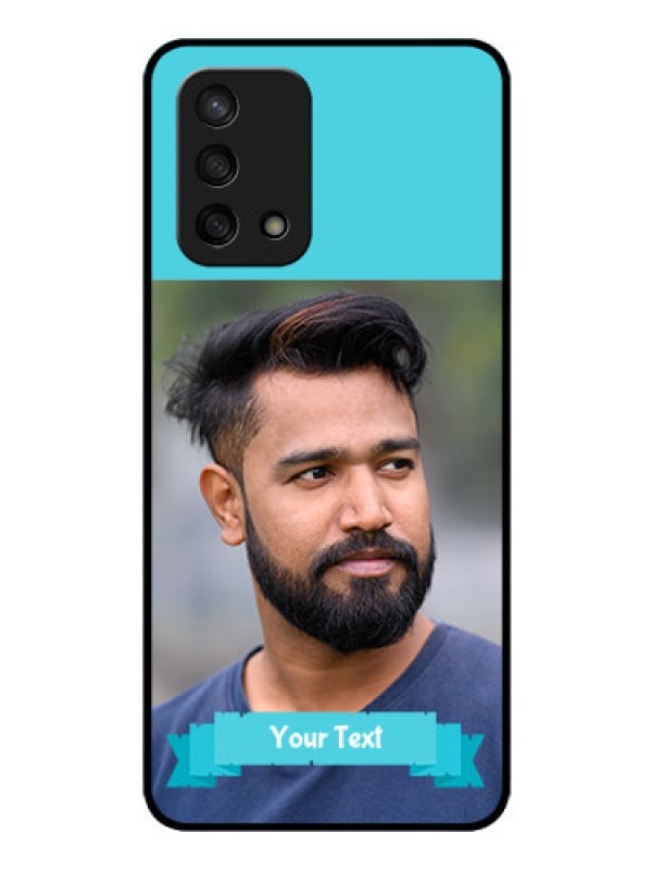 Custom Oppo F19 Personalized Glass Phone Case - Simple Blue Color Design