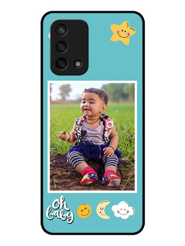 Custom Oppo F19 Personalized Glass Phone Case - Smiley Kids Stars Design