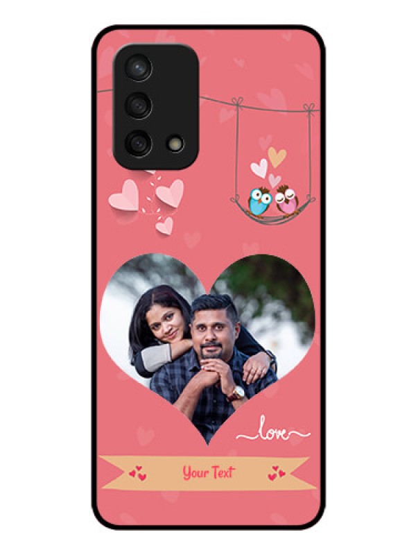 Custom Oppo F19 Personalized Glass Phone Case - Peach Color Love Design 