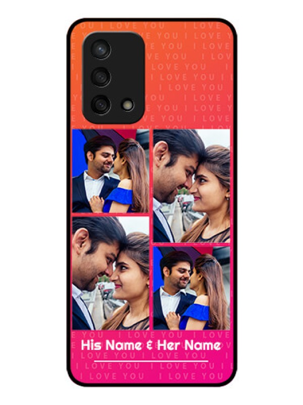 Custom Oppo F19 Custom Glass Phone Case - I Love You Pink Design