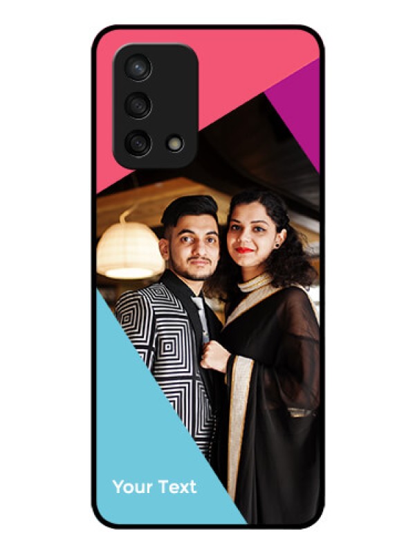 Custom Oppo F19 Custom Glass Mobile Case - Stacked Triple colour Design