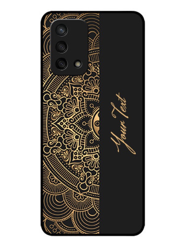 Custom Oppo F19 Photo Printing on Glass Case - Mandala art with custom text Design