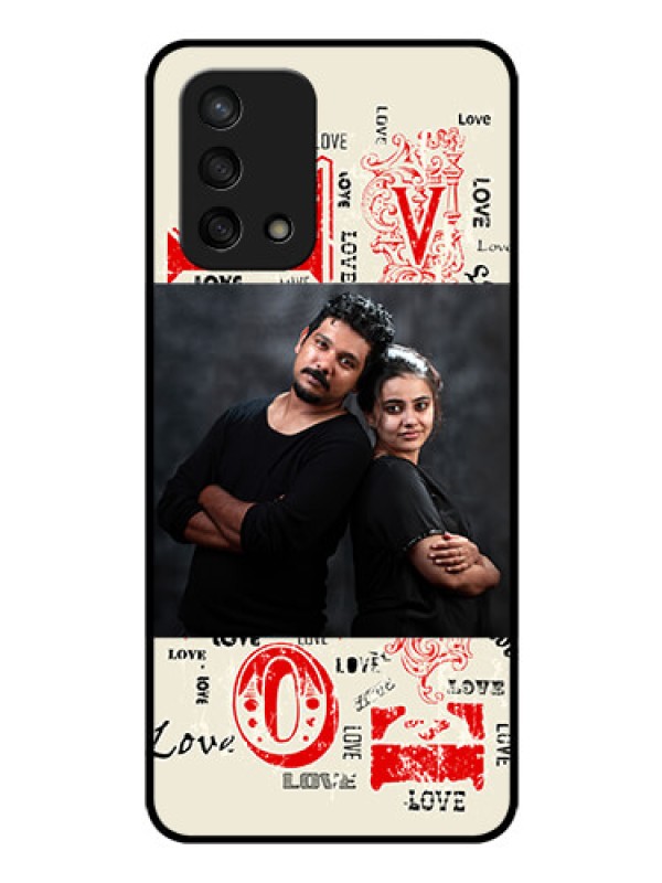 Custom Oppo F19s Photo Printing on Glass Case - Trendy Love Design Case