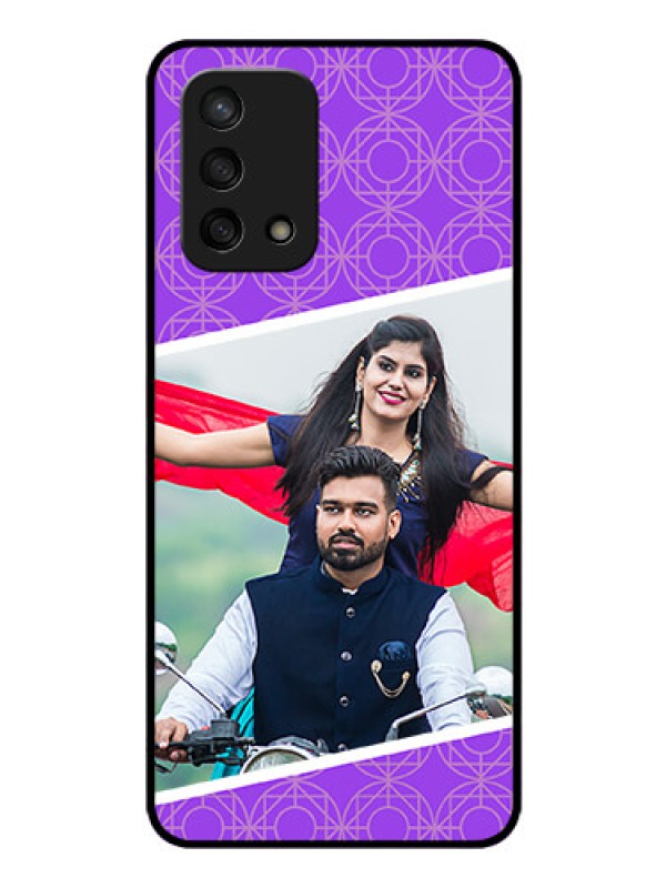 Custom Oppo F19s Custom Glass Phone Case - Violet Pattern Design