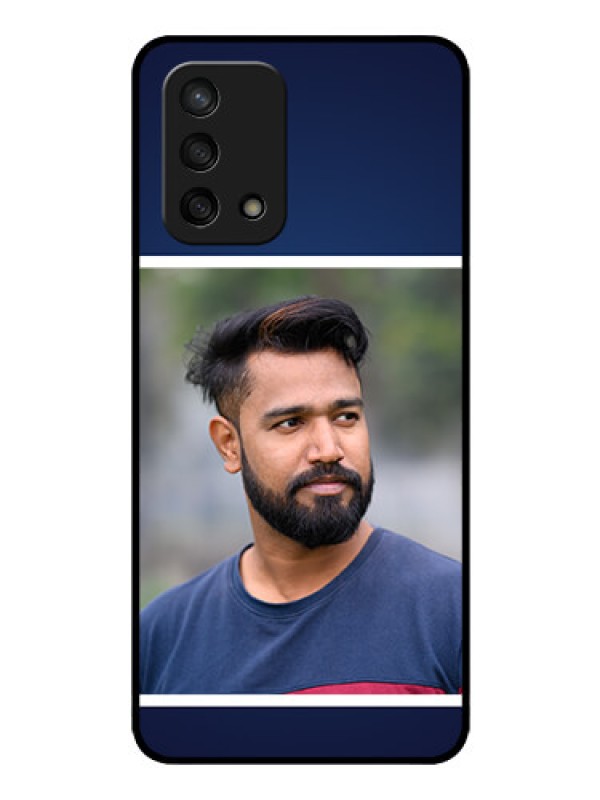 Custom Oppo F19s Personalized Glass Phone Case - Simple Royal Blue Design