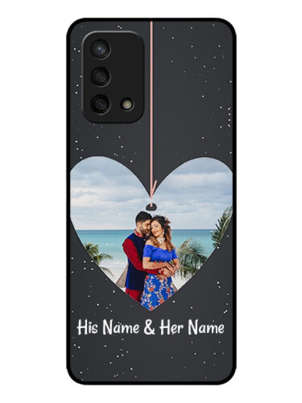 Custom Oppo F19s Custom Glass Phone Case - Hanging Heart Design