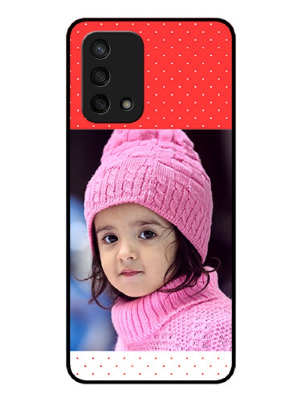 Custom Oppo F19s Photo Printing on Glass Case - Red Pattern Design