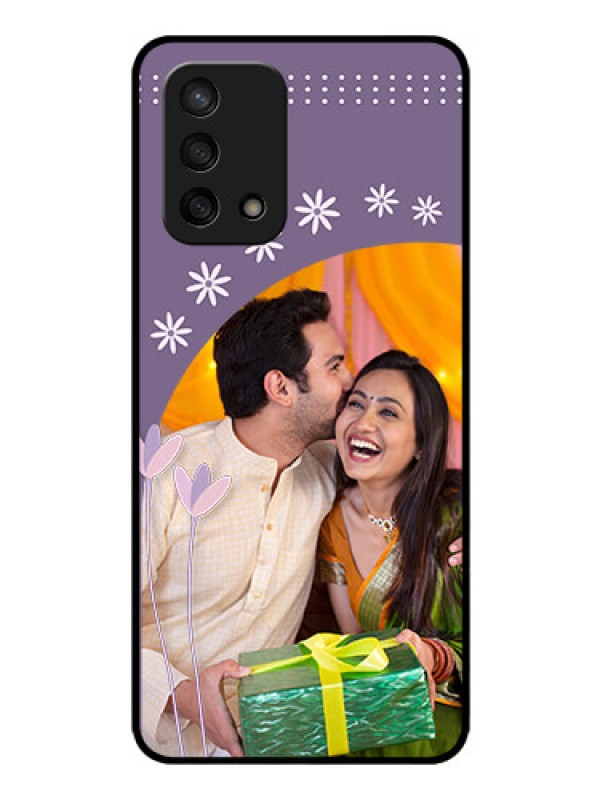 Custom Oppo F19s Custom Glass Mobile Case - Lavender flowers design 