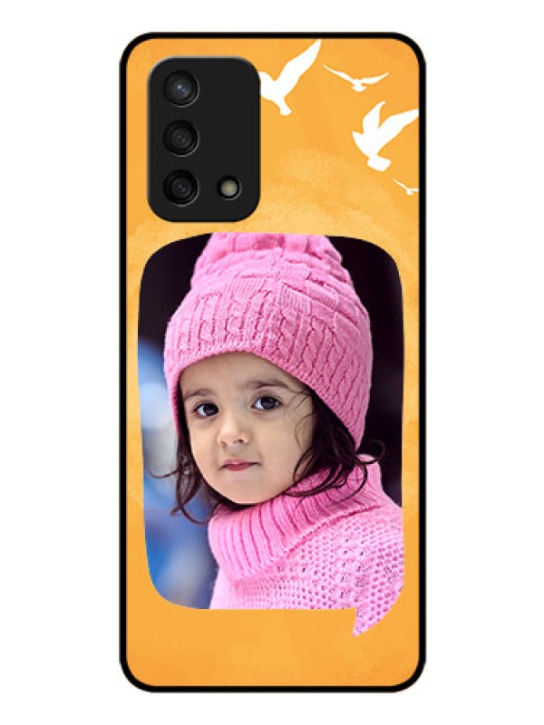 Custom Oppo F19s Personalized Glass Phone Case - Water Color Design with Bird Icons