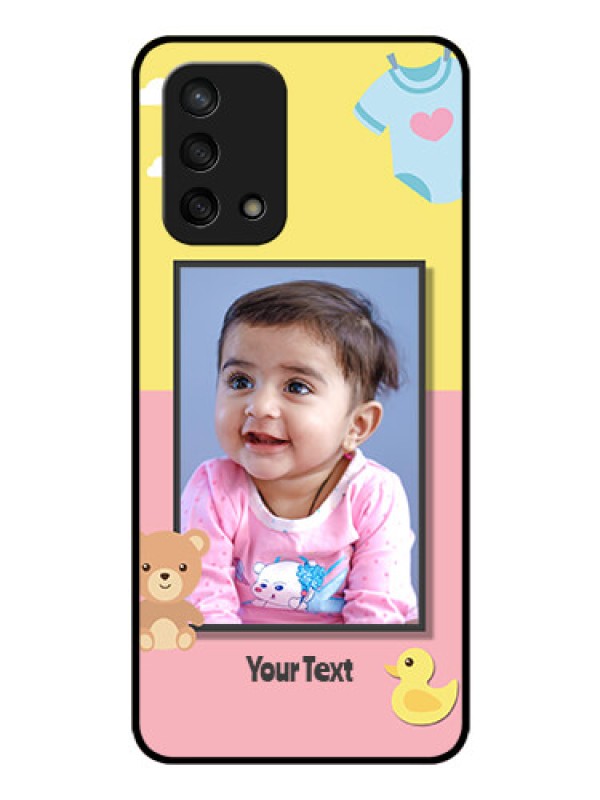 Custom Oppo F19s Photo Printing on Glass Case - Kids 2 Color Design