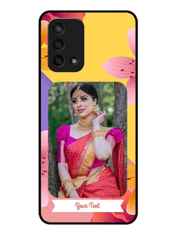 Custom Oppo F19s Custom Glass Mobile Case - 3 Image With Vintage Floral Design