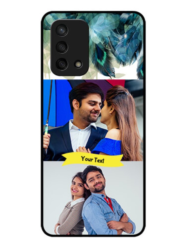 Custom Oppo F19s Personalized Glass Phone Case - Image with Boho Peacock Feather Design