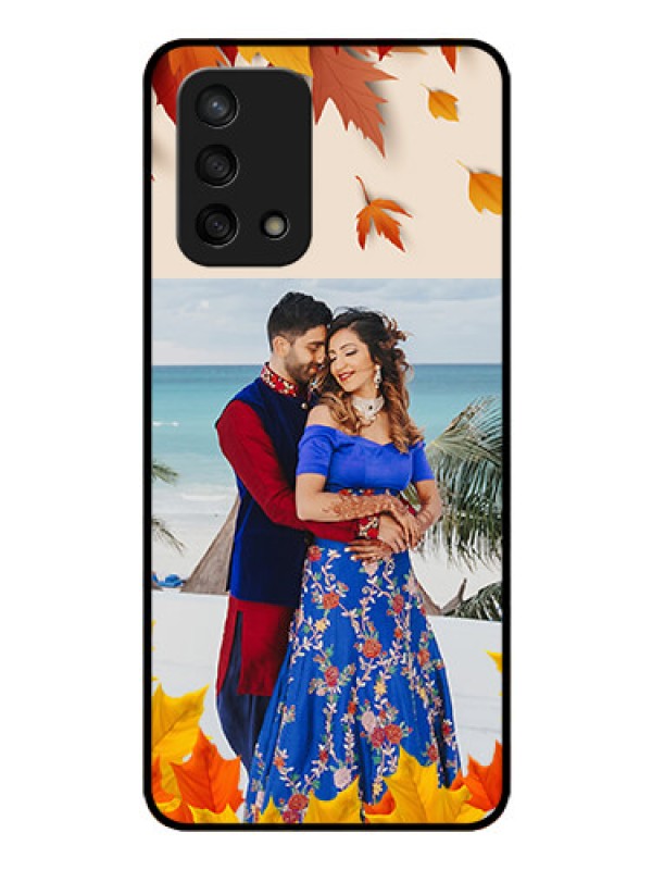 Custom Oppo F19s Photo Printing on Glass Case - Autumn Maple Leaves Design