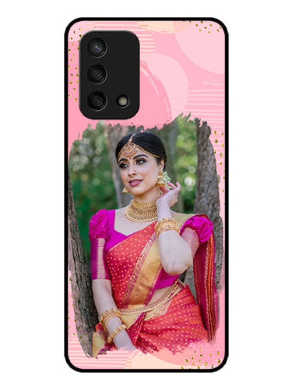 Custom Oppo F19s Personalized Glass Phone Case - Gold Glitter Splash Design