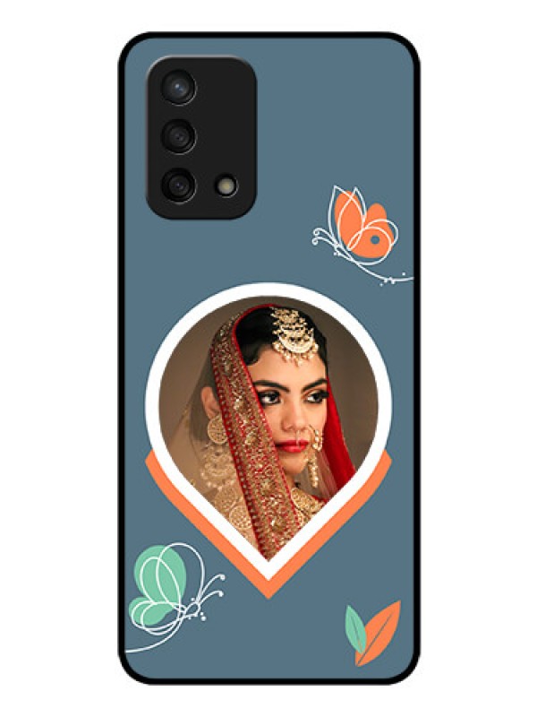 Custom Oppo F19s Custom Glass Mobile Case - Droplet Butterflies Design