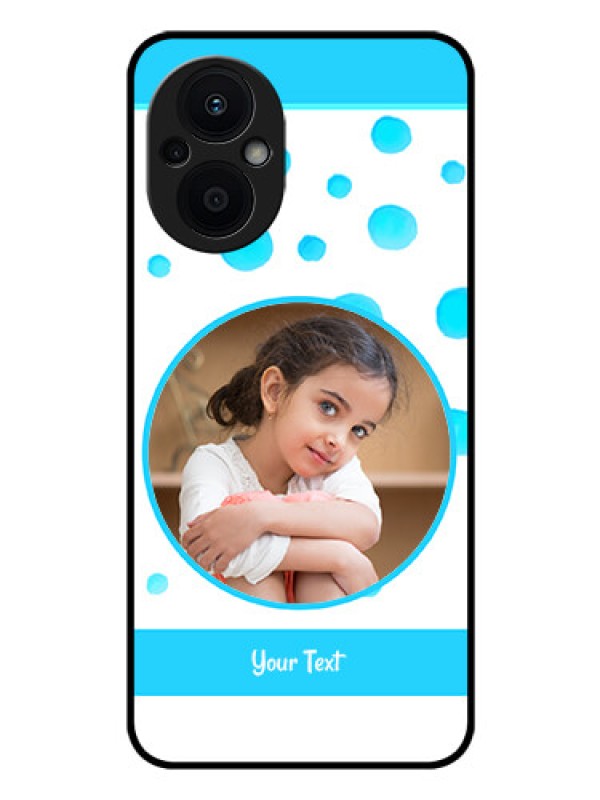 Custom Oppo F21 Pro 5G Photo Printing on Glass Case - Blue Bubbles Pattern Design