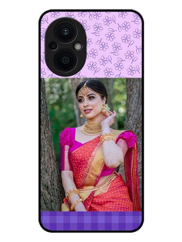 Custom Oppo F21 Pro 5G Custom Glass Phone Case - Purple Floral Design