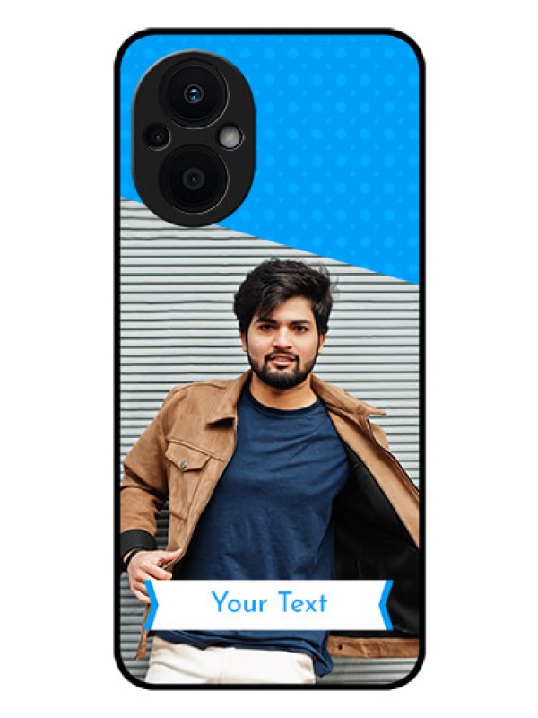 Custom Oppo F21 Pro 5G Photo Printing on Glass Case - Simple Blue Color Design