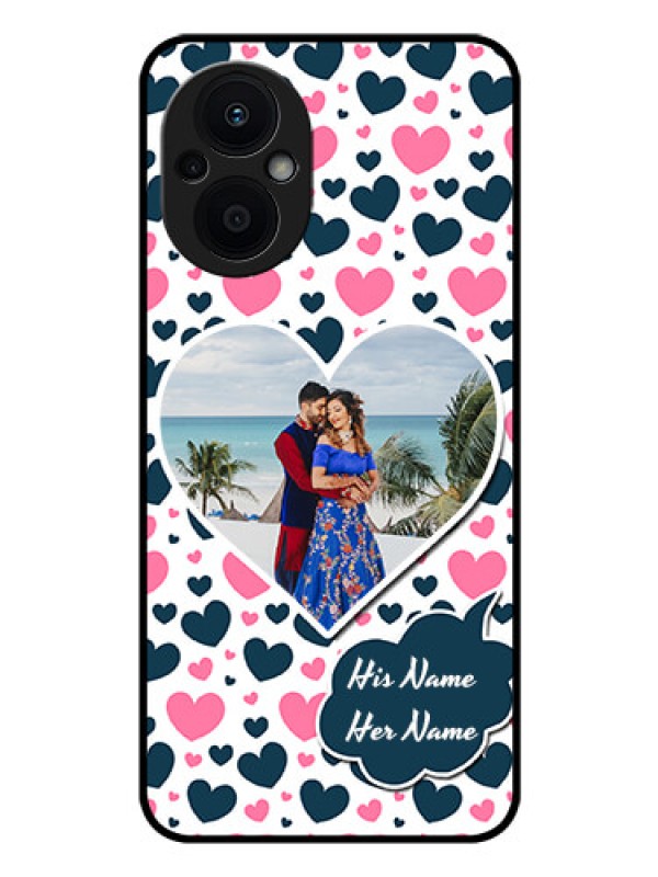 Custom Oppo F21 Pro 5G Custom Glass Phone Case - Pink & Blue Heart Design