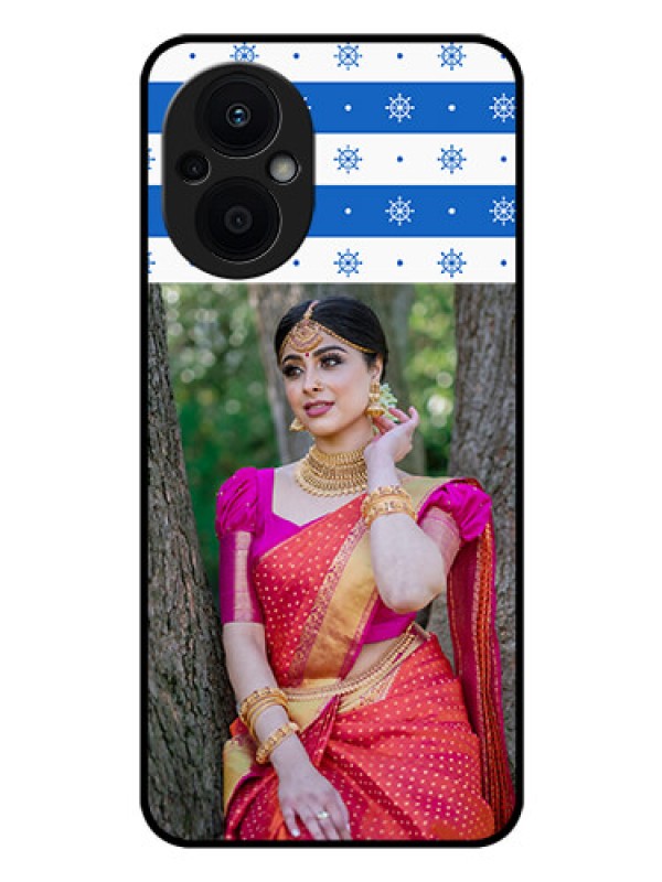 Custom Oppo F21 Pro 5G Photo Printing on Glass Case - Snow Pattern Design