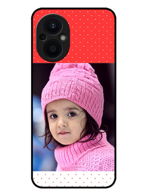 Custom Oppo F21 Pro 5G Photo Printing on Glass Case - Red Pattern Design